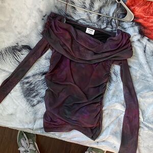 NWOTCotton on sheer Purple Long Sleeve Cowl Neck Top